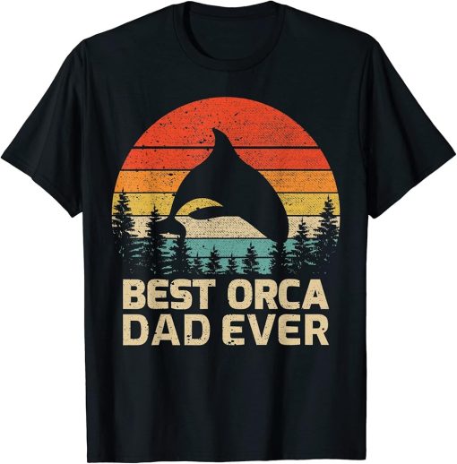 Mens Retro Vintage Best Orca Dad Ever Father"s Day T-Shirt