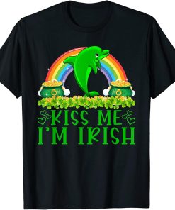 Funny Rainbow Kiss Me I"m Irish Orca Fish St Patrick"s Day T-Shirt